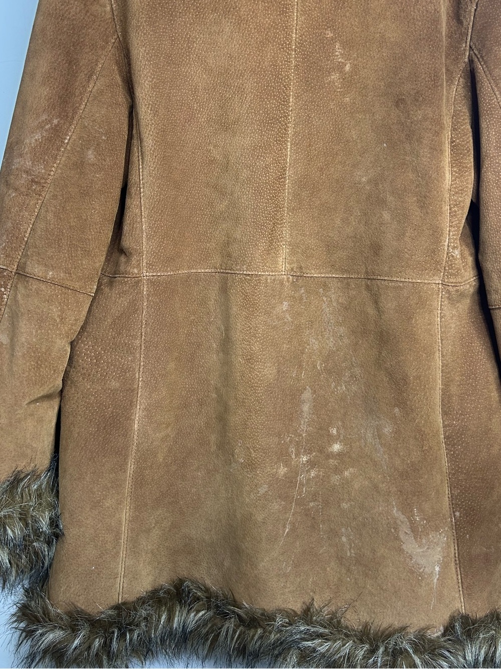 Wilsons Leather Vintage Y2K 90's Pennylane Tan Vegan Fur Lined Jacket Large - Picture 3 of 10